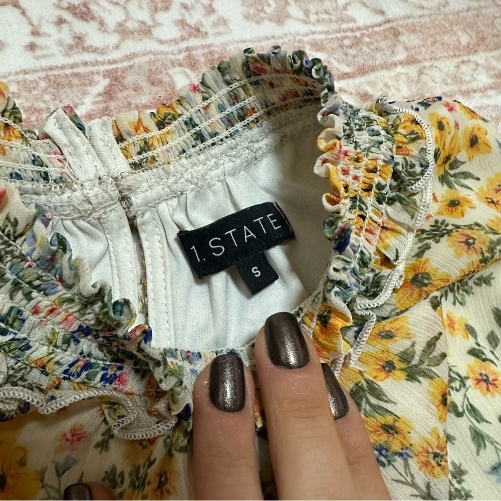 Floral Smocked Ruffle Summer High Neck Minidress 🌻 - Picture 4 of 9